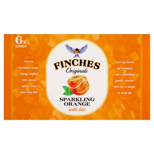 Finches Sparkling Orange with Bits Can 6 Pack (330 ml)