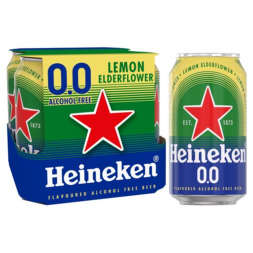 Heineken Lemon Elderflower 0.0 Beer Can 4 Pack (330 ml)