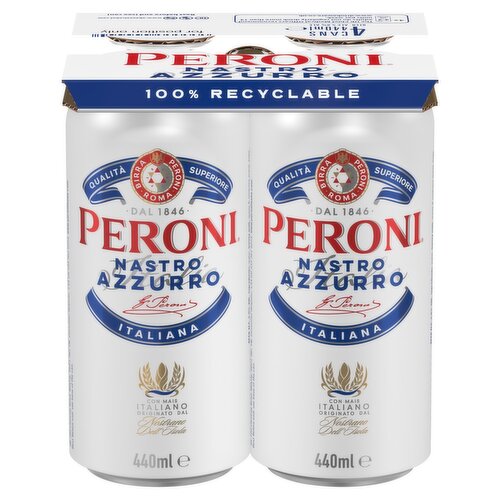 Peroni Nastro Azzurro Beer Can 4 Pack (440 ml)