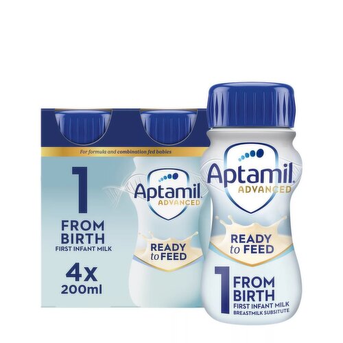 Aptamil Advanced 1 From Birth First Infant Milk Bottle 4 Pack (200 ml)