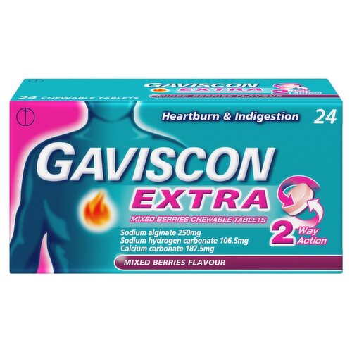 Gaviscon Extra Mixed Berries Chewable Tablets (24 Piece)